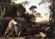 LA HIRE, Laurent de, Landscape with Peace and Justice Embracing st